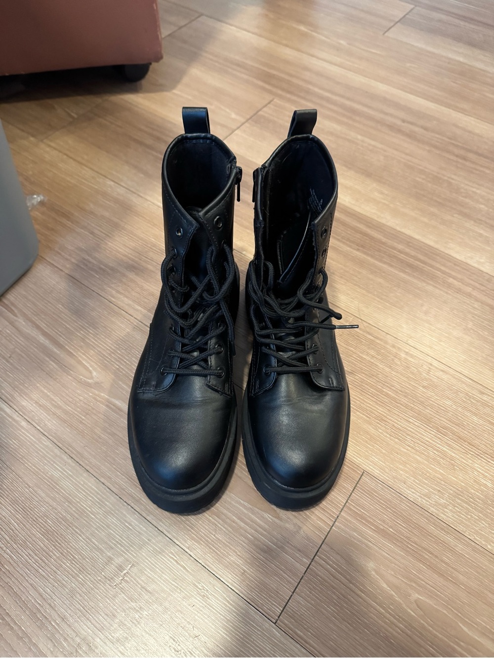 a new day Black Lace-Up Combat & Moto Boots